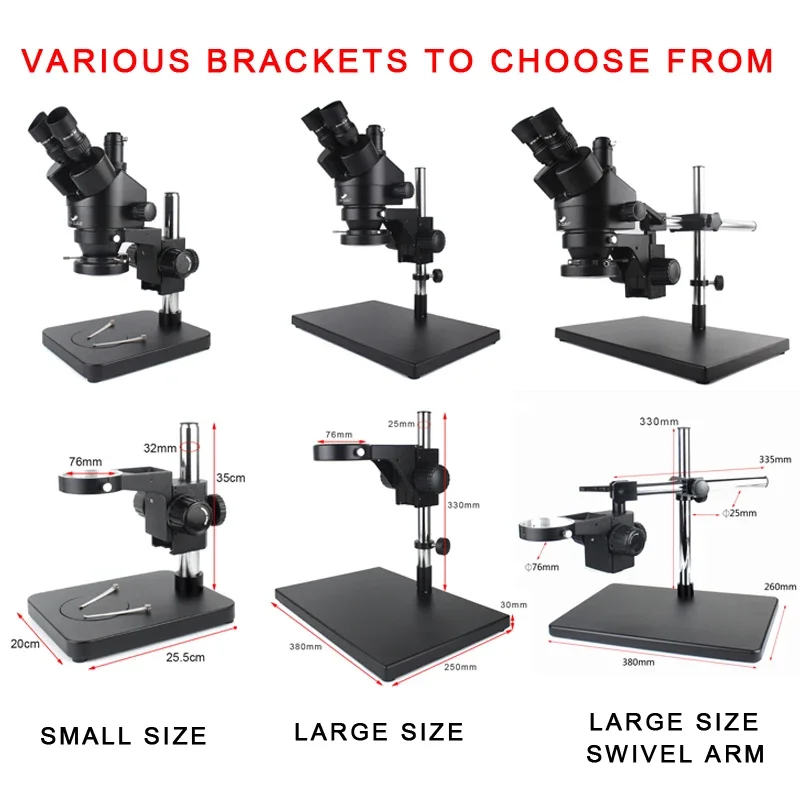 Simul-Focal 7X-45X Continuous Zoom Stereo Trinocular Microscope  CTV Adapter Barlow Lens For Phone Lab PCB Repair Soldering