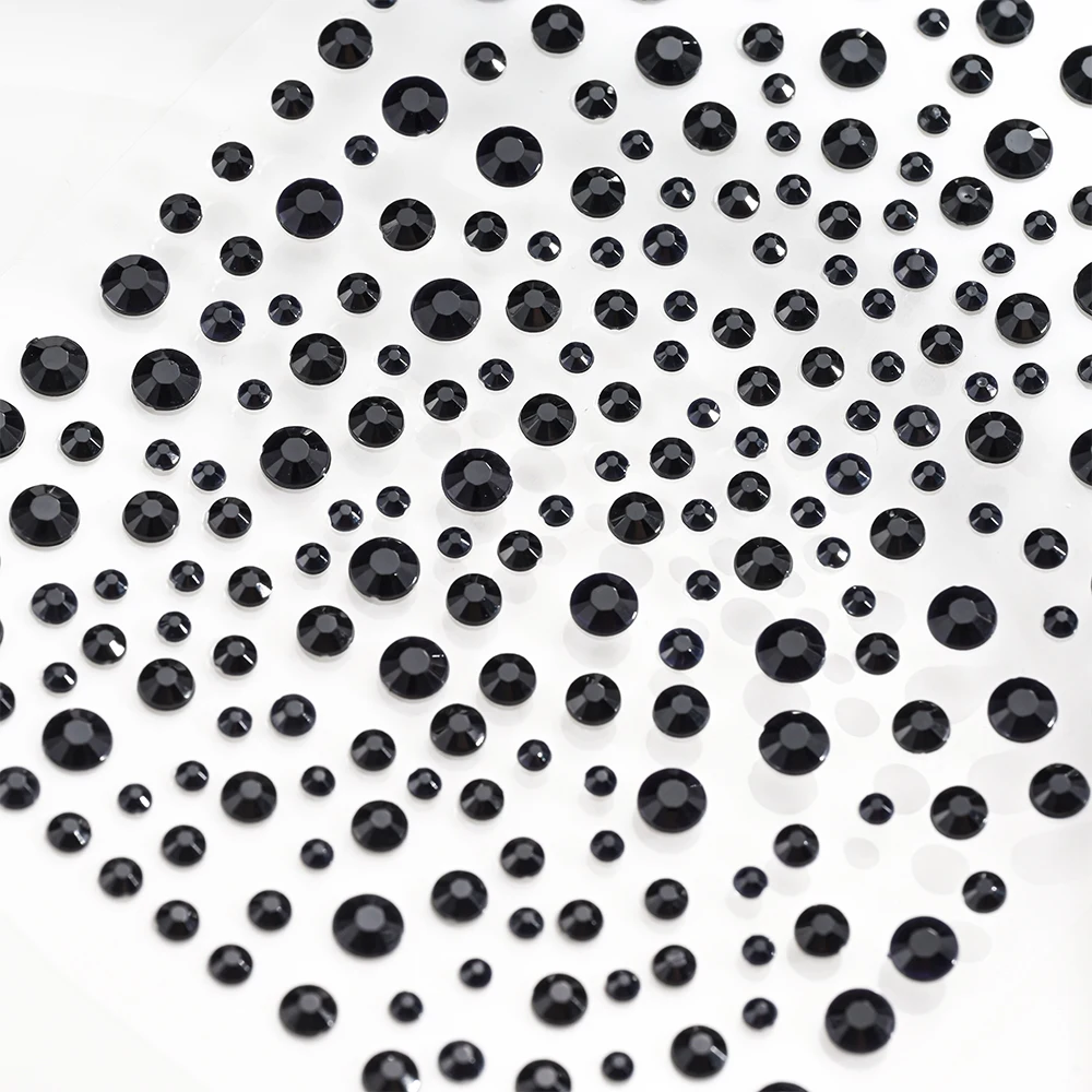 1 قطعة الوجه الأسود جوهرة ماكياج ملصق ثلاثية الأبعاد مزيج حجر الراين ذاتية اللصق الوشم عينيه ملصقات الظلام المتقدمة الوجه العين DIY بها بنفسك ديكورا