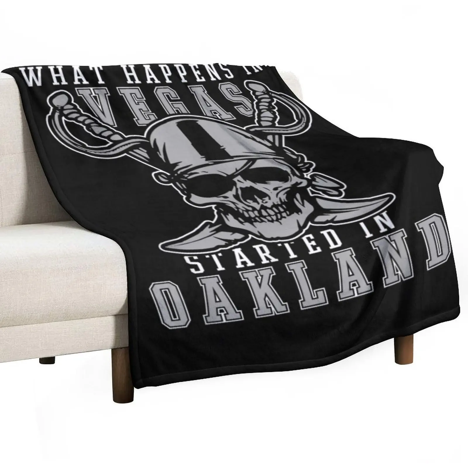 What Happens In Vegas Started In Oakland Football Raider T-Shirt Throw Blanket Extra Large Throw decorative Plaid Blankets