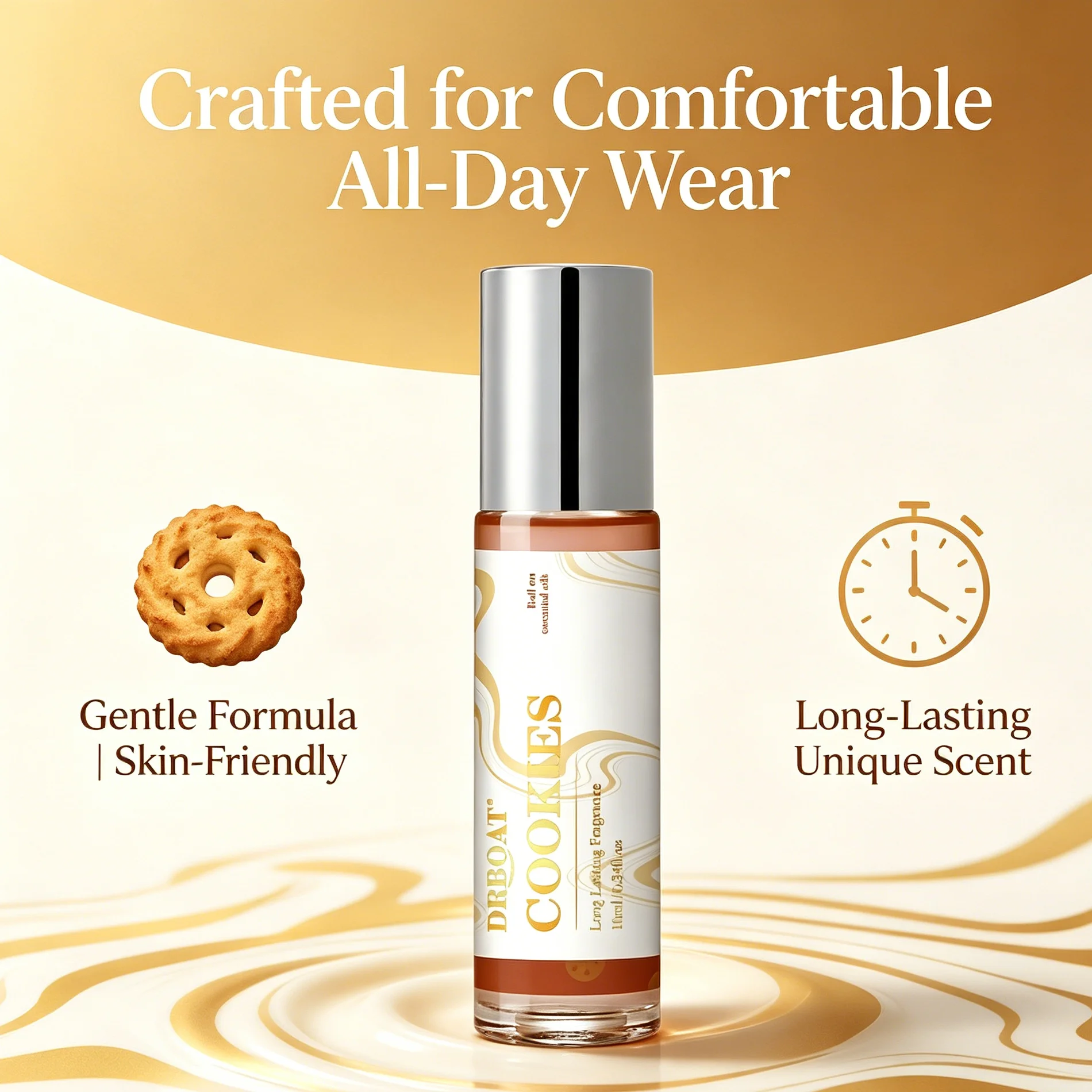 10ML Dubai Cookies Pheromone Oil, Sweet Roll on Perfume Oil, Long Lasting Eau De Toilette for Women, Dating Fragrance Oil