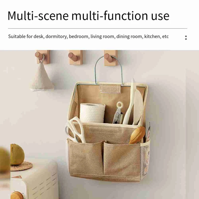 ABRE-Hanging Storage Bag On Dormitory Wall Wall Door Wardrobe Desktop Fabric Bag CD Magazine Organization Basket