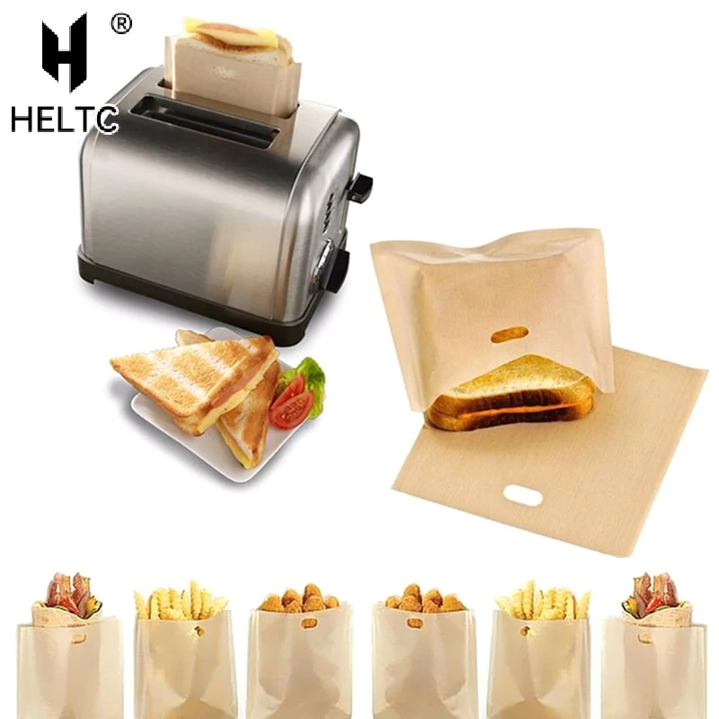 

4Pcs Non Stick Reusable Heat-Resistant Toaster Bread Bags Cheese Sandwich Fries Heating Bags Cooking Tools Kitchen Accessories