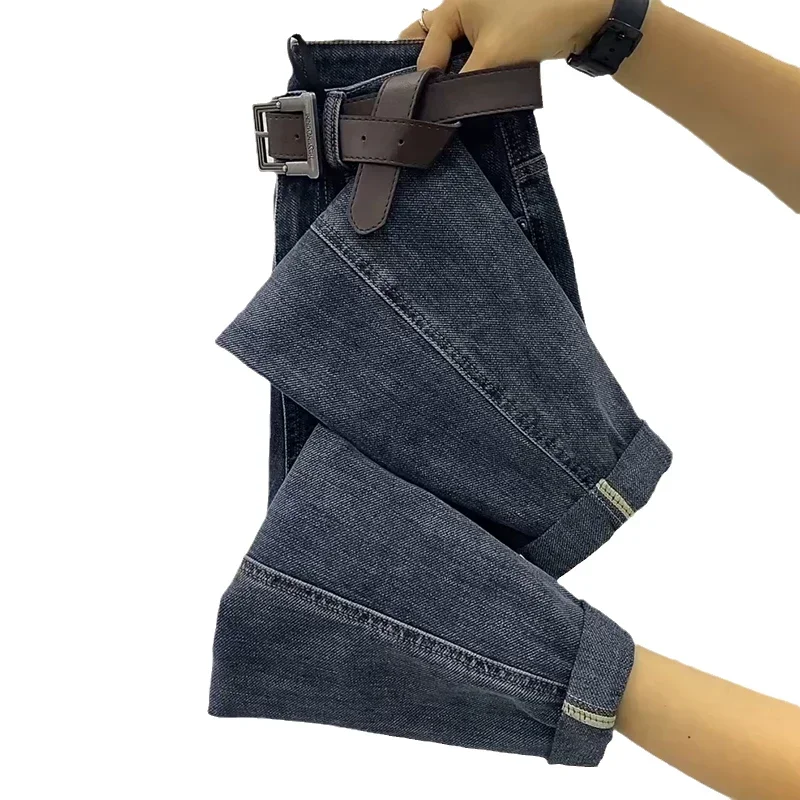 Y2k Jeans da papà Slim a nove punti da donna grandi 2023 autunno Fat Mm pantaloni larghi Harlan a forma di pera per le donne