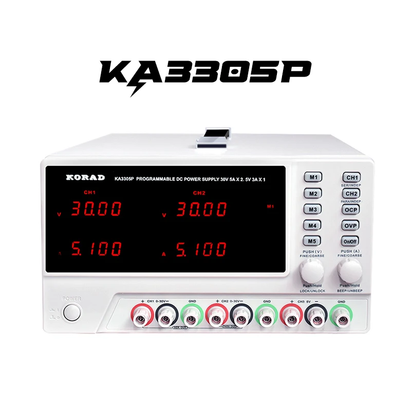 KORAD KA3305P - Programmable Precision Variable Adjustable 30V, 5A DC Triple Linear Power Supply Digital Regulated Lab Grade