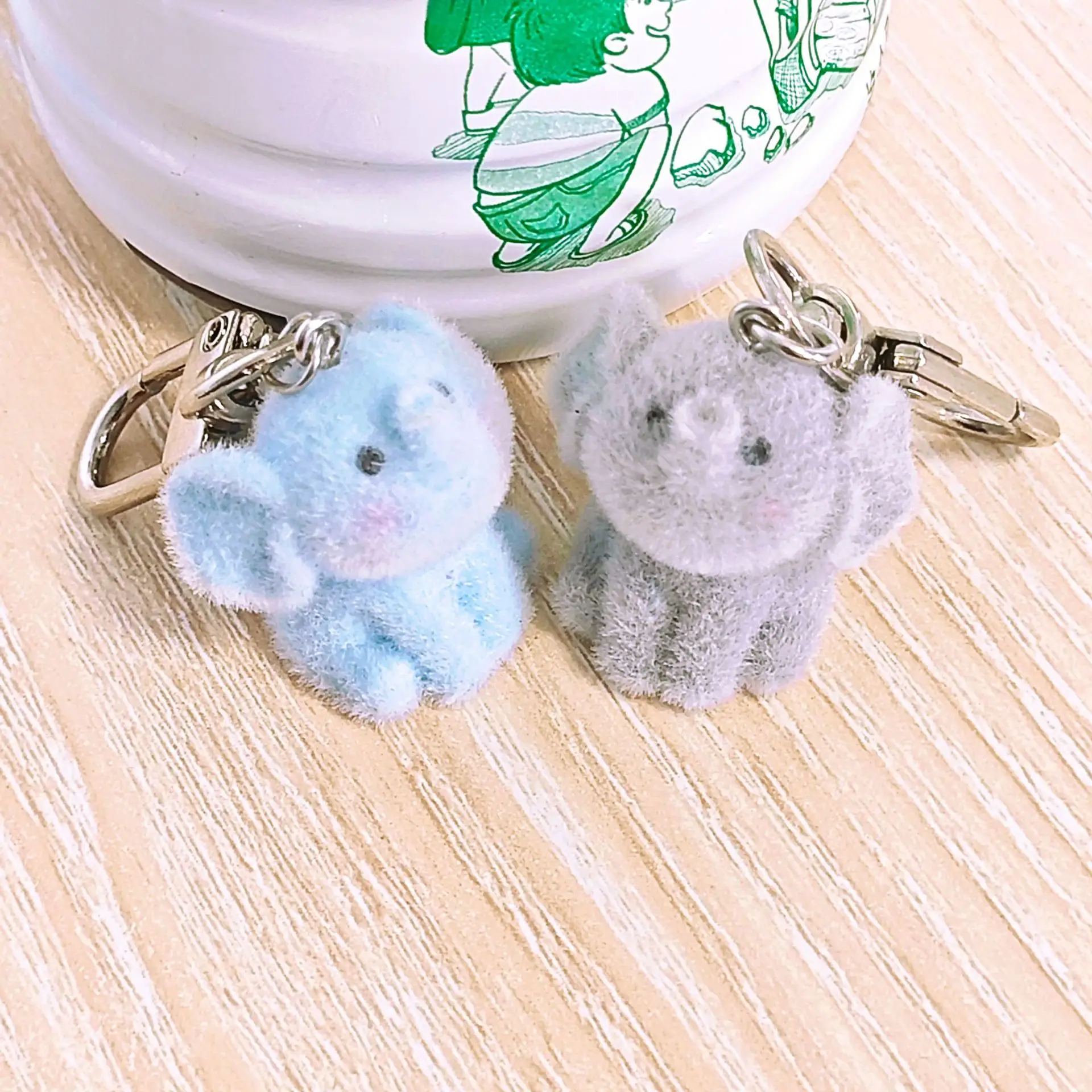 

20 PCS 3D Flocking elephant Charms Plush Doll Pendant for Necklace Keychain Jewelry Making DIY Handmade Accessories Wholesale