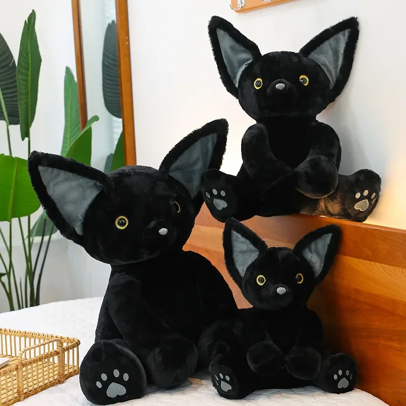 

New 45-70cm Cute Black Cat Plush Toy Throw Pillow KUKI Black Cat Long Hair Doll Big Eyes Festive Gift GivingChild Birthday Gift