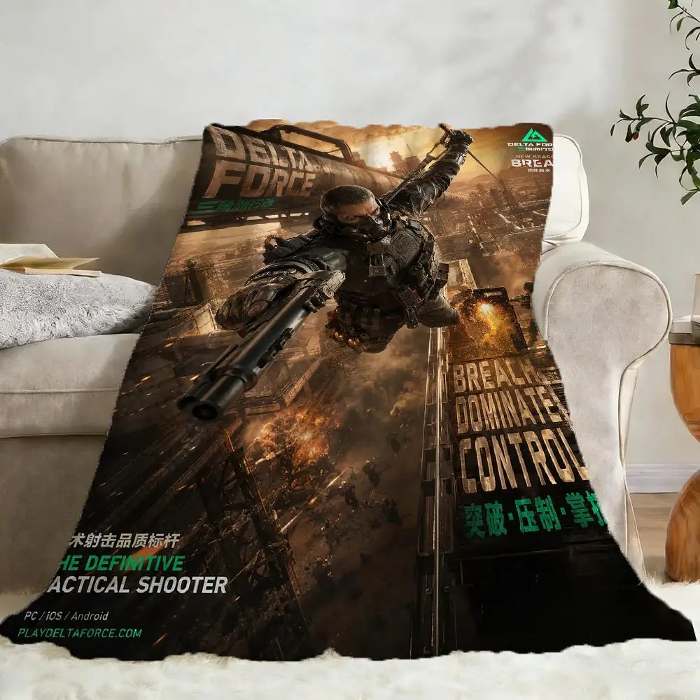 D-Delta F-Force Throw Flannel Fluffy Soft Blanket Warm Skin-Friendly Throw For Sofa Bed Office Nap Winter