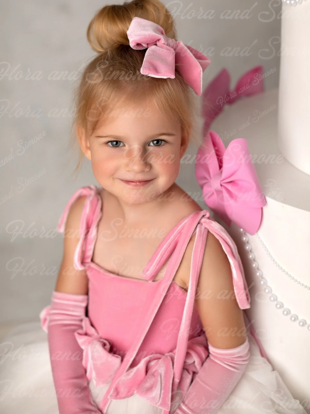 Personnalisation sans manches rose velours tulle mini jupe robe de fille de fleur pour reconstitution historique fête d'anniversaire spectacles de danse fêtes