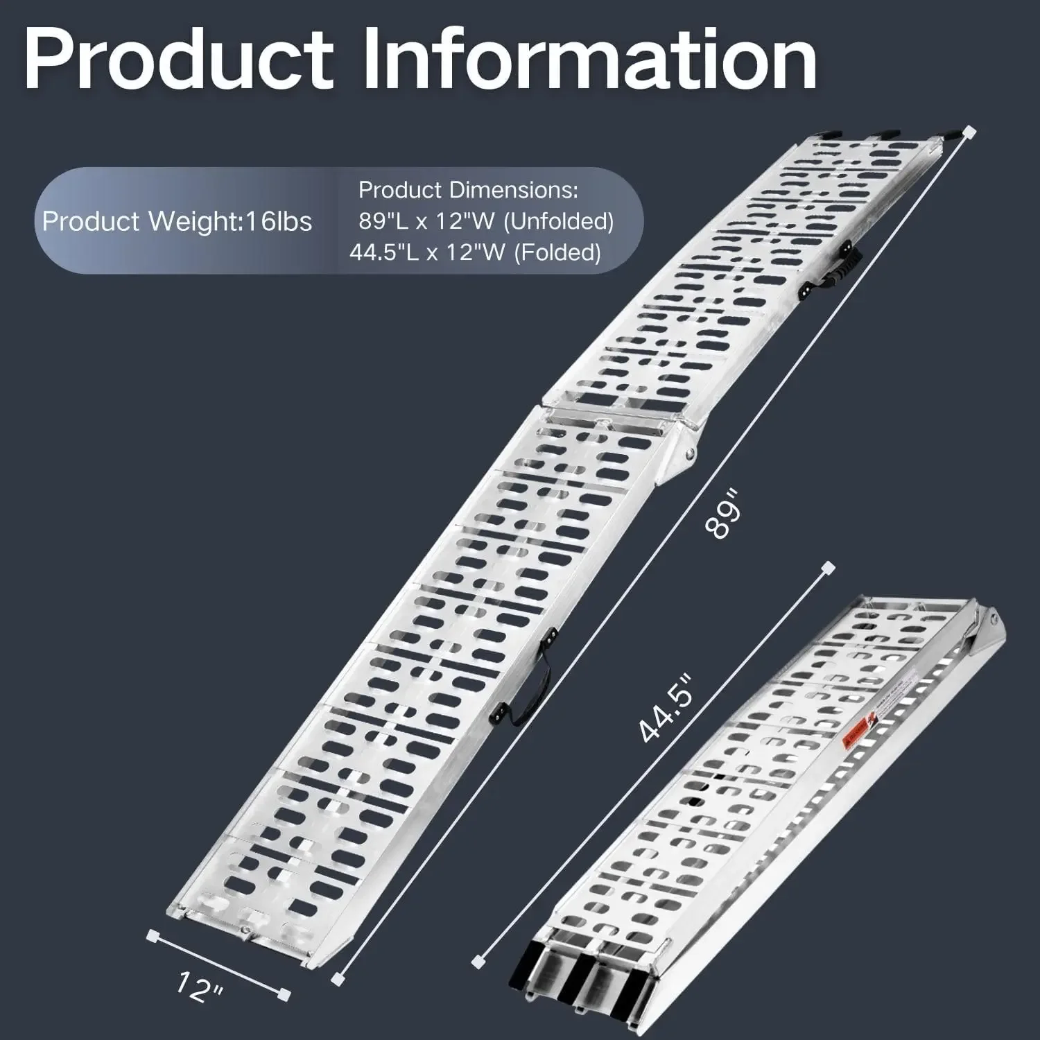 7.5 FT Aluminum Loading Ramps for Pickup Trucks | 1500 lbs Capacity ATV, Motorcycle, Lawn Mower, Dirt Bike, UTV Loading
