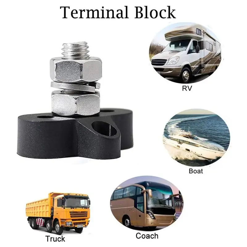 AA14 New 10Pcs DC 48V 150A Busbar M10 Terminal Block Studs Battery Power Distribution Terminal Stud Bus Bar Connector For RV Boa