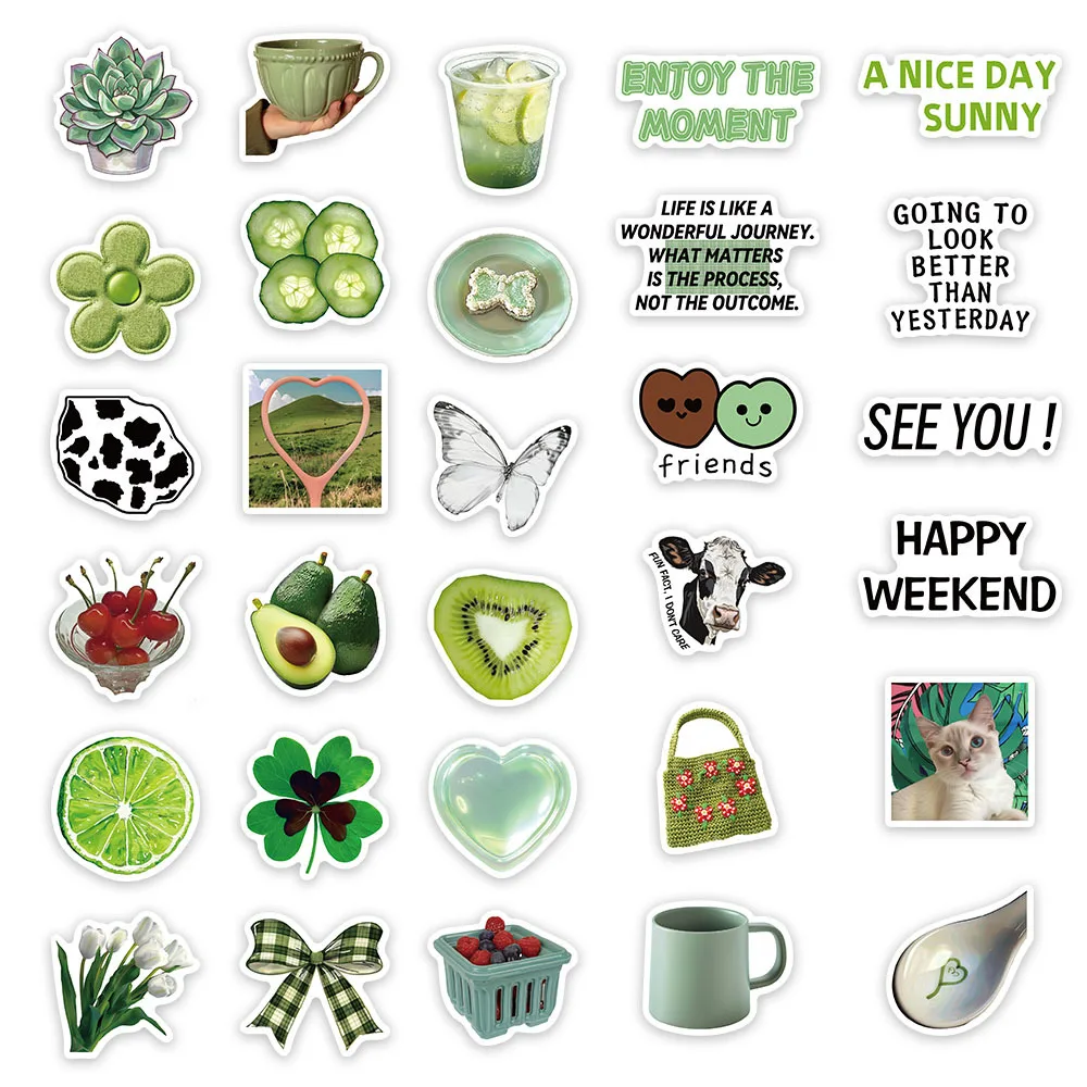 10/30 個グリーンアイスティーステッカー美的コミュニティコーヒー電話荷物ラップトップスケートボードアート画像コミュニティ寮