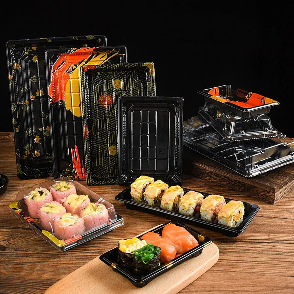 

20Pcs Plastic Sushi Container Bpa Free Microwave Safe Food Storage Box Reusable Quality Take Out Packaging for Home Office Party