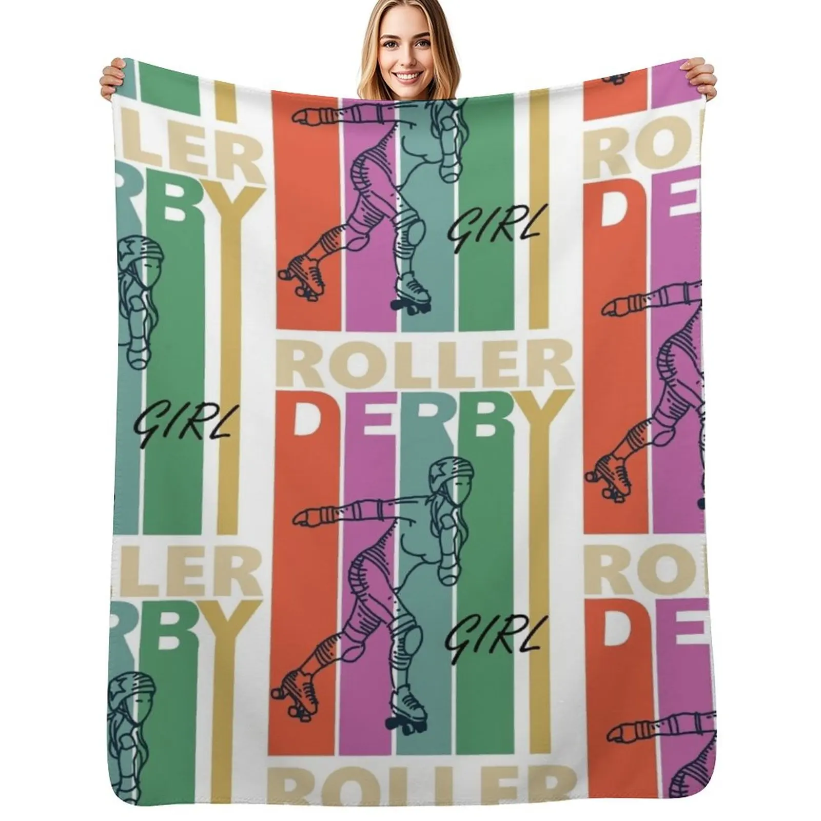 Roller Derby GIRL Throw Blanket Thins Plaid on the sofa Beach Blankets For Sofas Cute Plaid Soft Beds Blankets