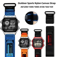 Para Casio 3299 AE-1200WH AE1300 correa de reloj modificar AE1200 correa de nailon transpirable para exteriores anillo de Metal accesorios de camuflaje