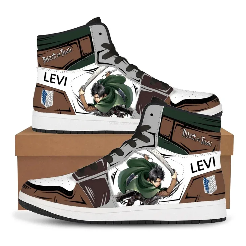 Captain Anime Levi Ackerman shoes Survey Corps Customized high-tops sneakers version hero comic style Cosplay Pure Titans jd;2