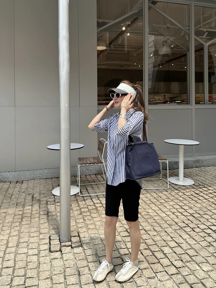 

Женские велосипедные шорты AIMURSE: повседневные, с высокой талией, прямого кроя, из хлопковой смеси с эластаном, летние, длиной до колена