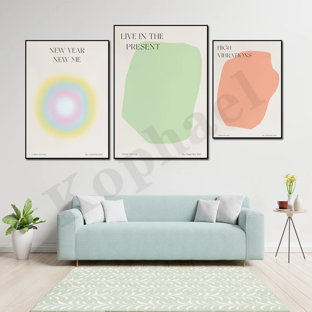 New Year New Me Live In The Moment Soft Gradient Halo Embodies Spiritual Energy Vibrant Self Affirmation Abstract Poster