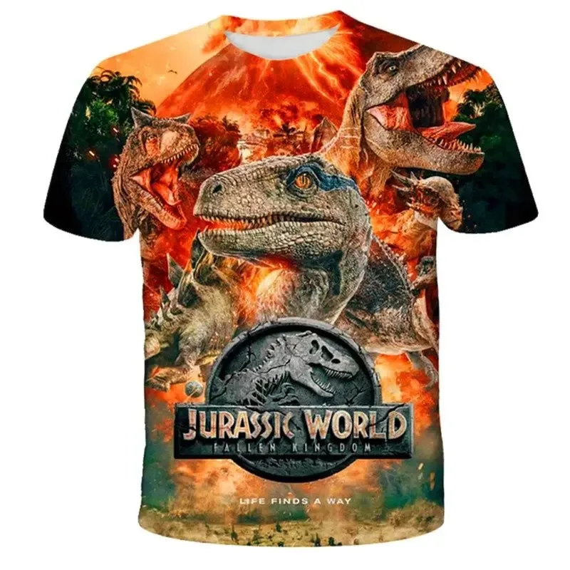 2024 Summer Trend 3D Dinosaur Clothing O-neck Short Sleeve Jurassic World Pattern T-Shirt Daily Casual Extra large Men Clothing