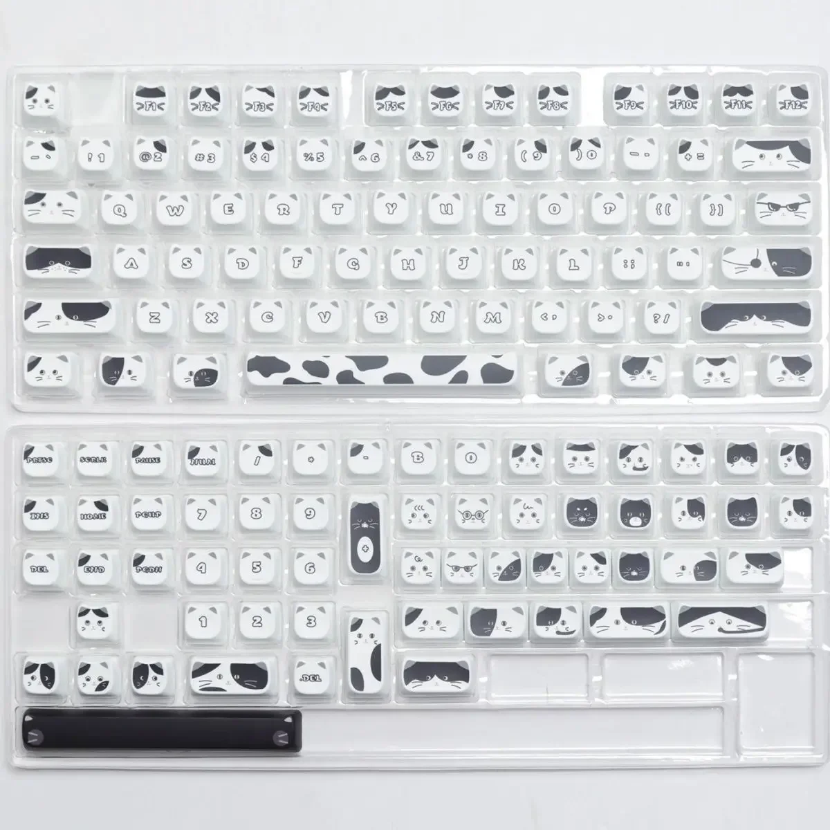 

Black and white kitten keycaps MAO height pbt sublimation non-keyboard 75.84.68.87 98.104.108 Qiu Tian
