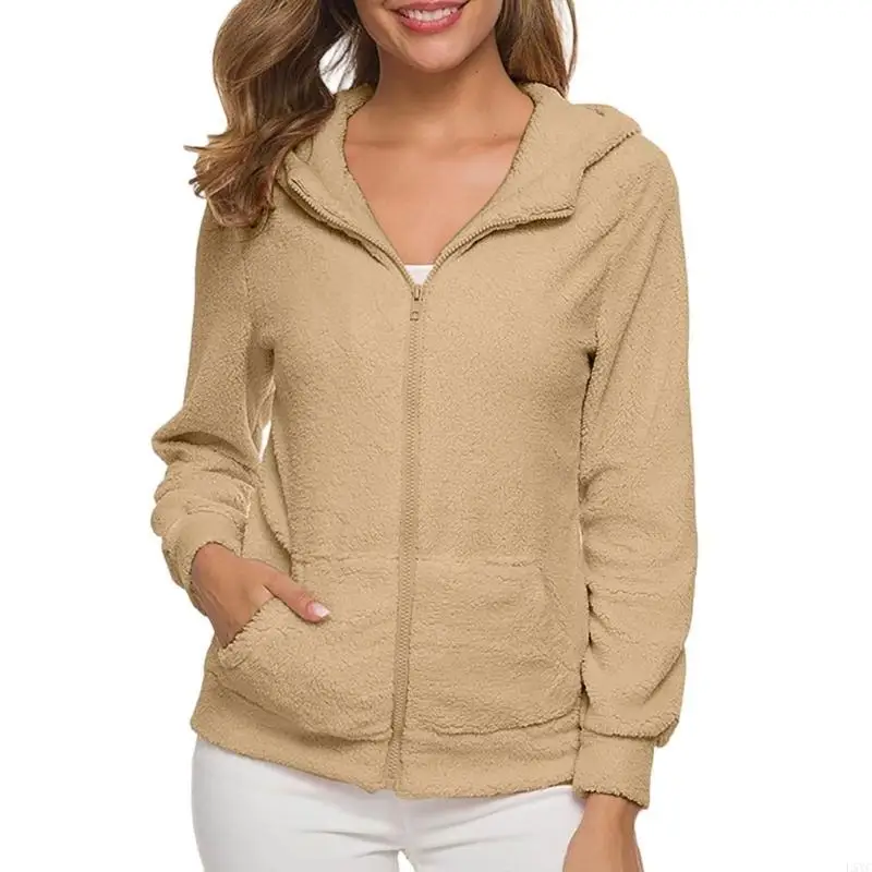 L5YC Women's lambskin sweatshirt casual long-sleeved hoodie new hooded warm shirt