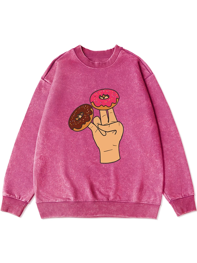 

Two Donuts Are Needed Every Day Printing Womens Washed Cotton Hooded Autumn Warm Fashion Soft Hoodie Street Versatile Pullover