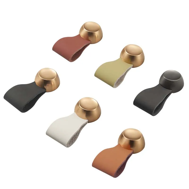 Uchwyt ze skóry bydlęcej Nowoczesny Prosty Nordycki Tatami Szafa Drzwi Szuflada Wkładany Uchwyt Skórzany Warstwowy Skórzane Gałki Antykolizyjne