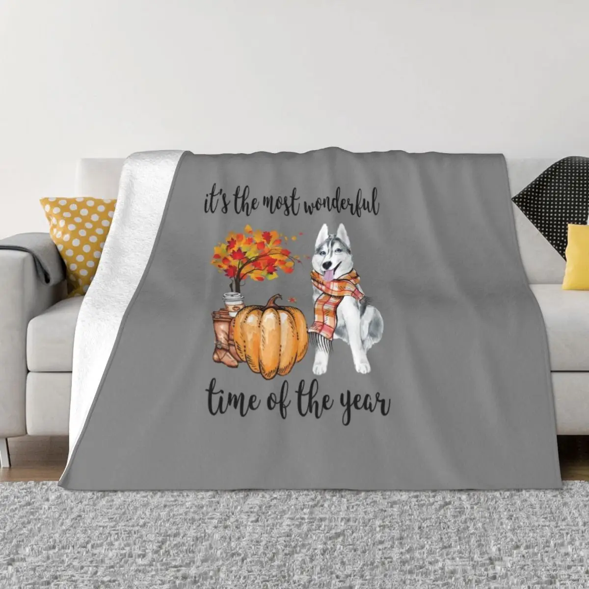 

Husky and Autumn Throw Blanket Bed Fashionable Blanket Christmas Camping blankets for winter