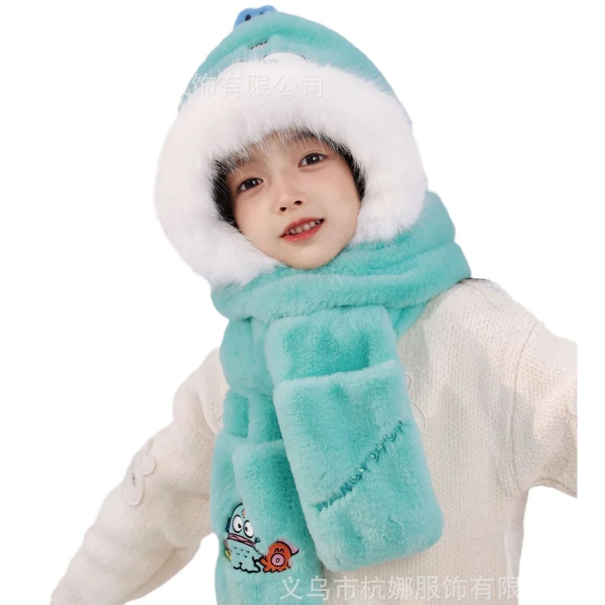 Winter Warmer Hat Scarf Gloves Set For Girls Boys Keep Outdoor Warmer Beanies Caps Casual Plush Hats Solid Fleece Kawaii Present