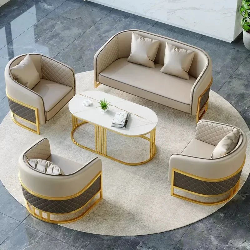 Modern Sofa Light Luxury Reception Hall Leisure Hall Sofa Armchair Living Room Leather Sofa