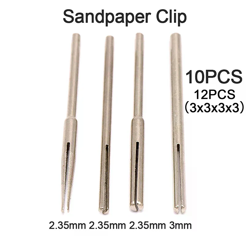 10PCS/12PCS Shank Sandpaper Clamp Split Mandrels Long Abrasive Holder Clip