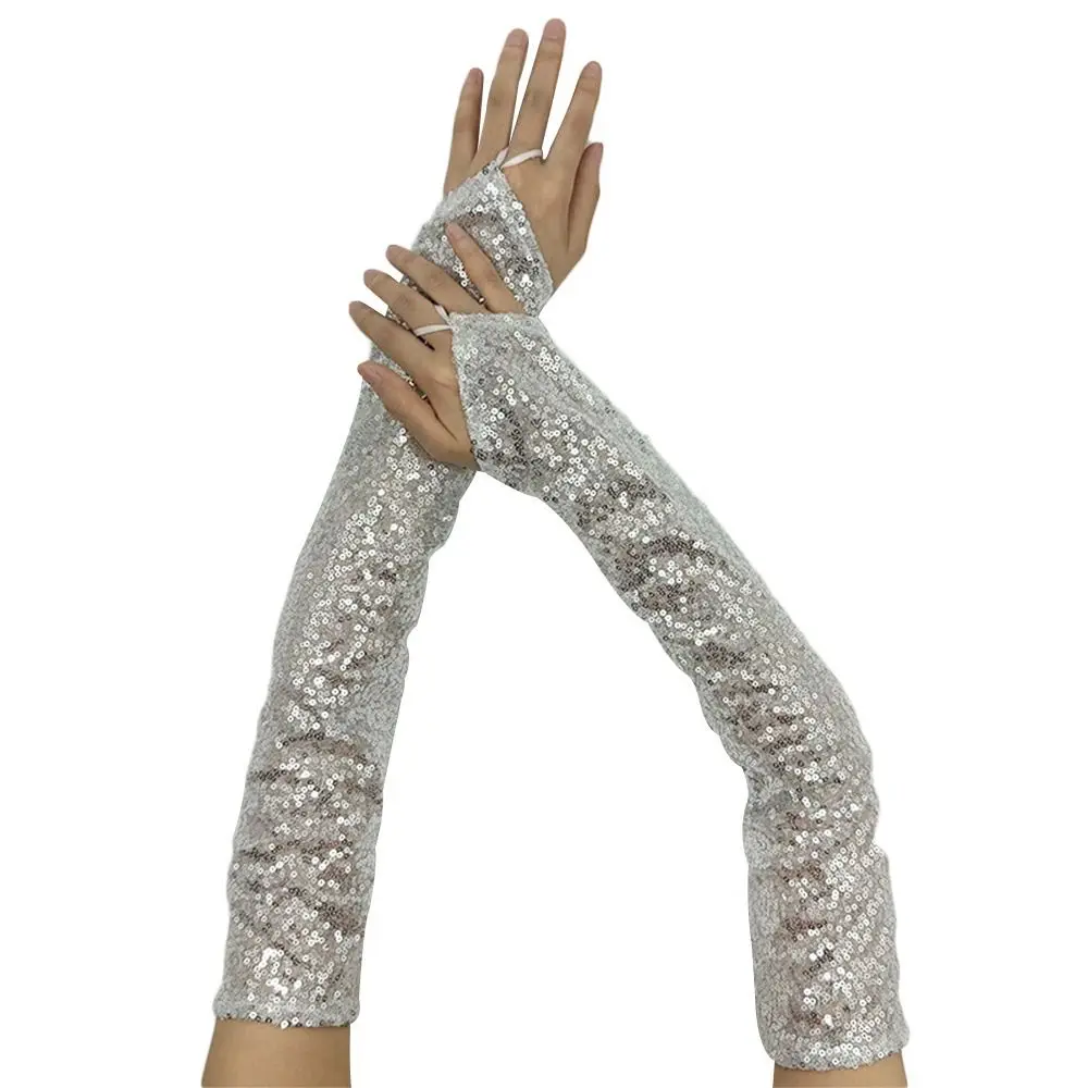 

Fashion Vintage Sequins Gloves Fingerless Shining Dancing Gloves Punk Gothic Cosplay Mittens Nightclub Stage