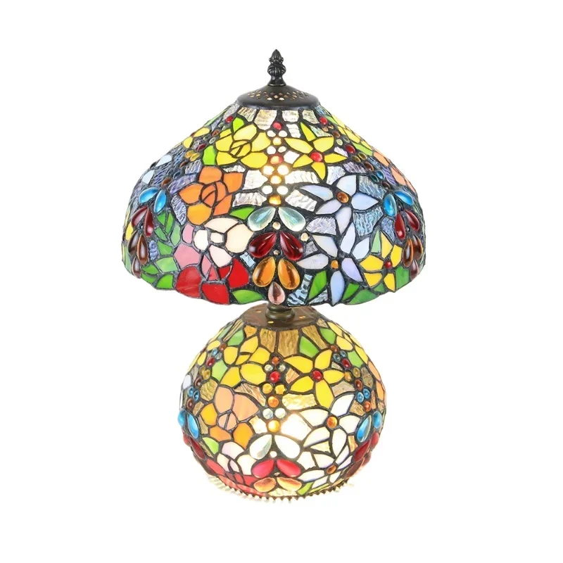 12 inch bead flower mother lamp, colorful living room bedroom study decorative table lamp,  eye protection lamp