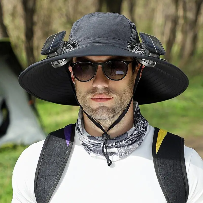 

Sunscreen Sun Hat With Solar Fishing Hiking Sunscreen Cap Portable Fisherman Hat Fan Fan Charging Cap Solar Solar Suitable I3E2