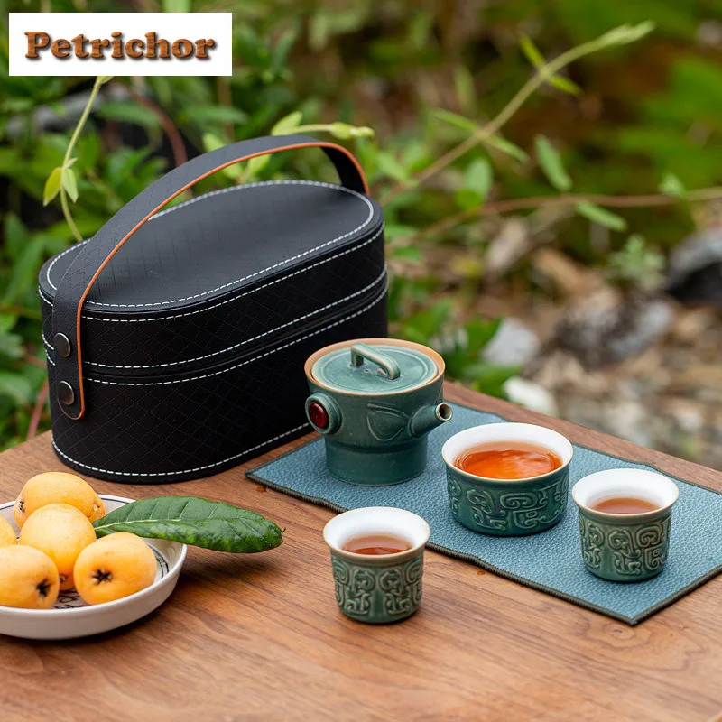 

Sanxingdui Travel Tea Set Kit Boutique 1 Pot 2 Cups Household Tea Making Organizer Portable Outdoor Stock Bags Supplies Gift
