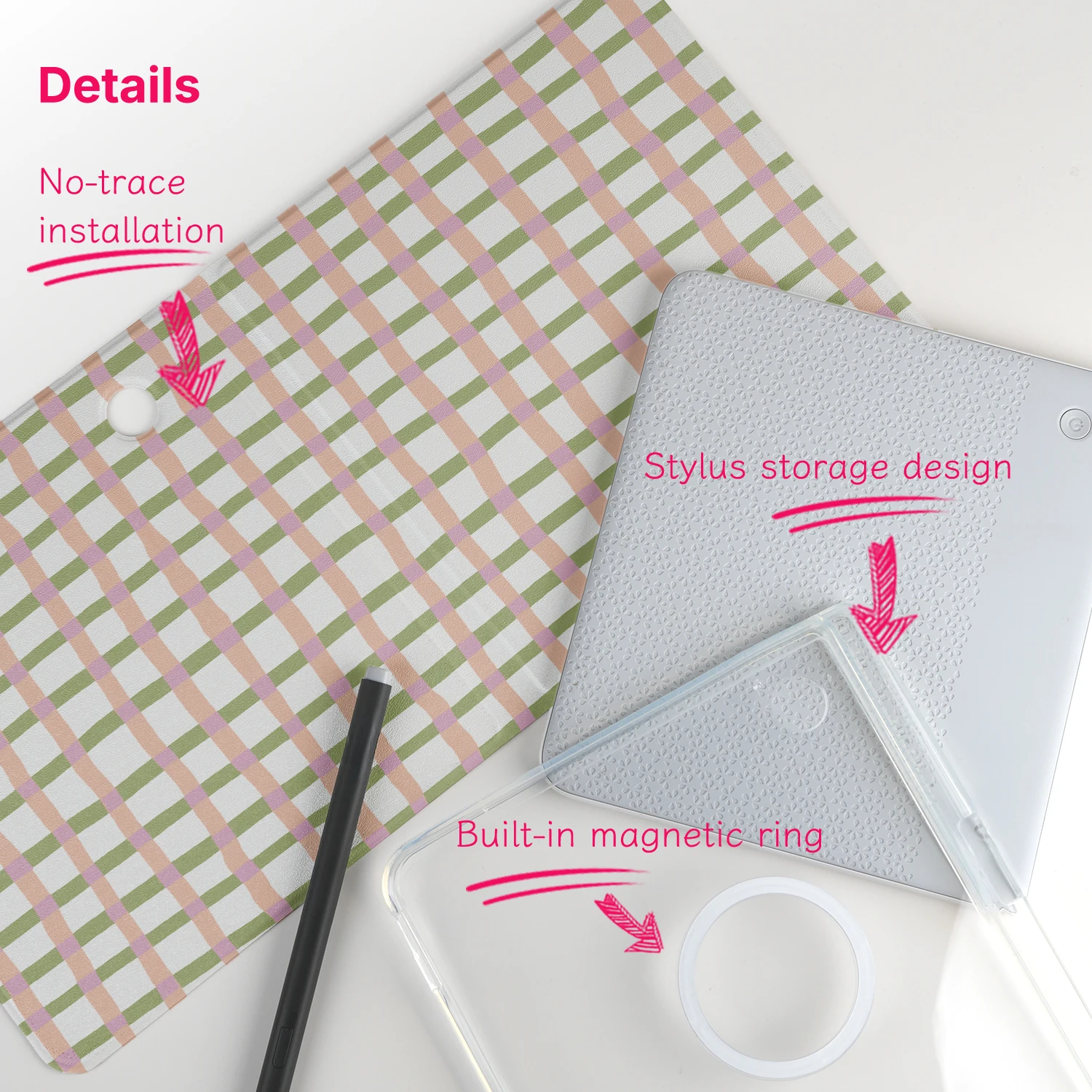 Murmole for Kobo Libra Colour Libra2 Detachable Magnetic Case Cover Acrylic Clear Back Sleep Classic Stripes