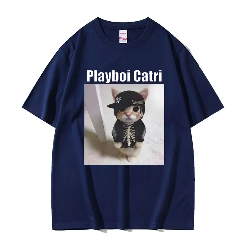 Playboi Carti Cute Cat Meme Funny Narcissist Opium Tshirt for Men Women Hip Hop Fashion T Shirt Casual Cotton Oversized T-shirts