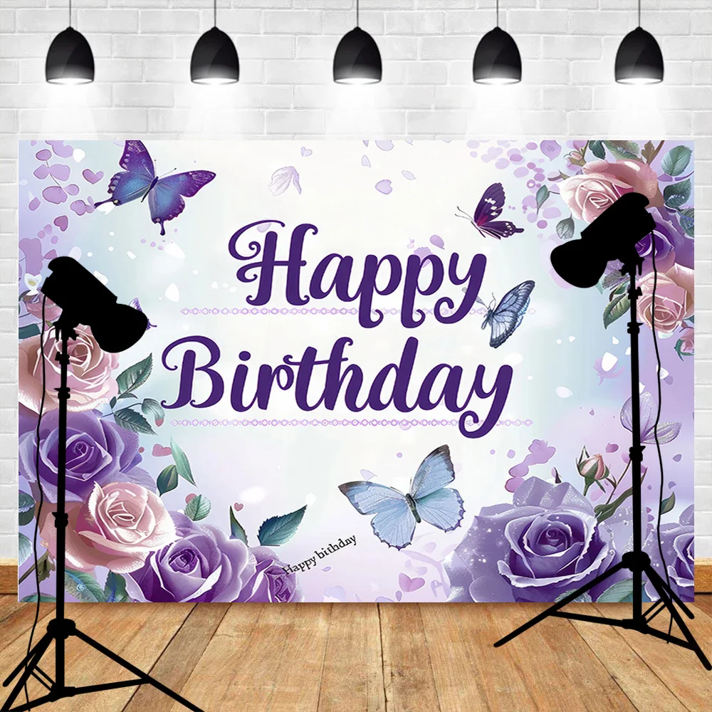 

Happy Birthday Photography Backdrops Props Colorful Balloons Party Banner Baby Children Photo Studio Background Props DF-01