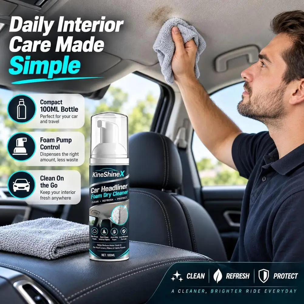 100ml With Towel Car Ceiling Foam Cleaner Powerful Multifunctional Cleaner For Cleaning Leather Stains For Car Roof Foam Cleaner
