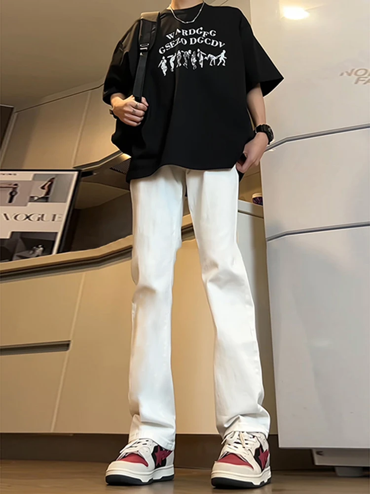 

Мужские летние джинсы American Sle White: прямые, зауженные, Cleanfit, High Street, расклешенные, из хлопка и полиэстера