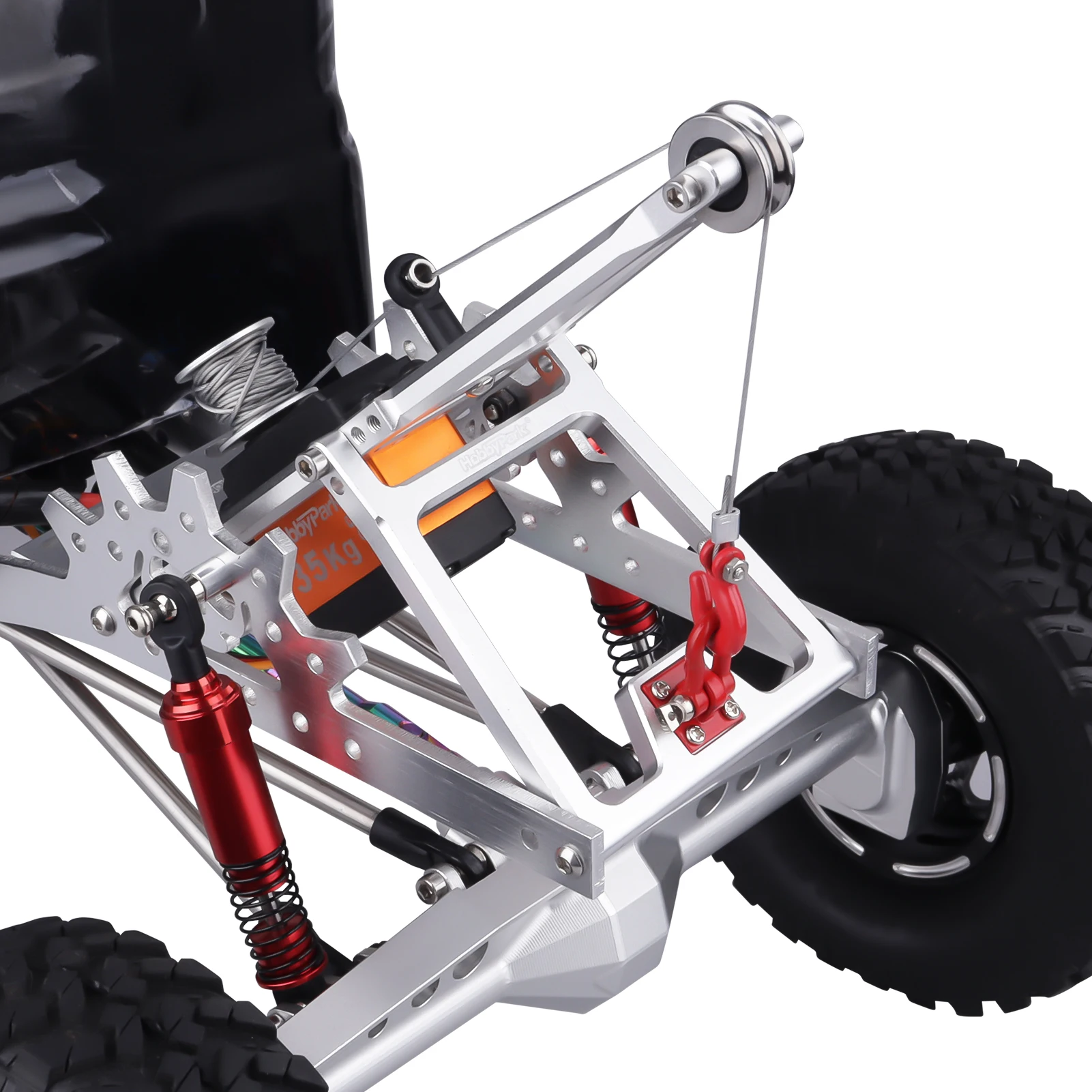 HobbyPark Upgrade Tow Rig Crane Winch Tow Hook Rescue Wrecker Kit for 1/10 TRX4 SCX10 II Capra LCG Chassis Frame DIY