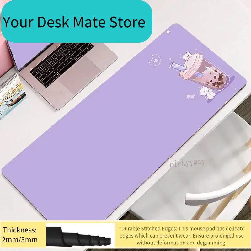 Milk Tea Color Minimalist Japanese Style Large Mouse Pad Beautiful Anti‑Slip Waterproof Desk Mat Suitable For Office Daily Use