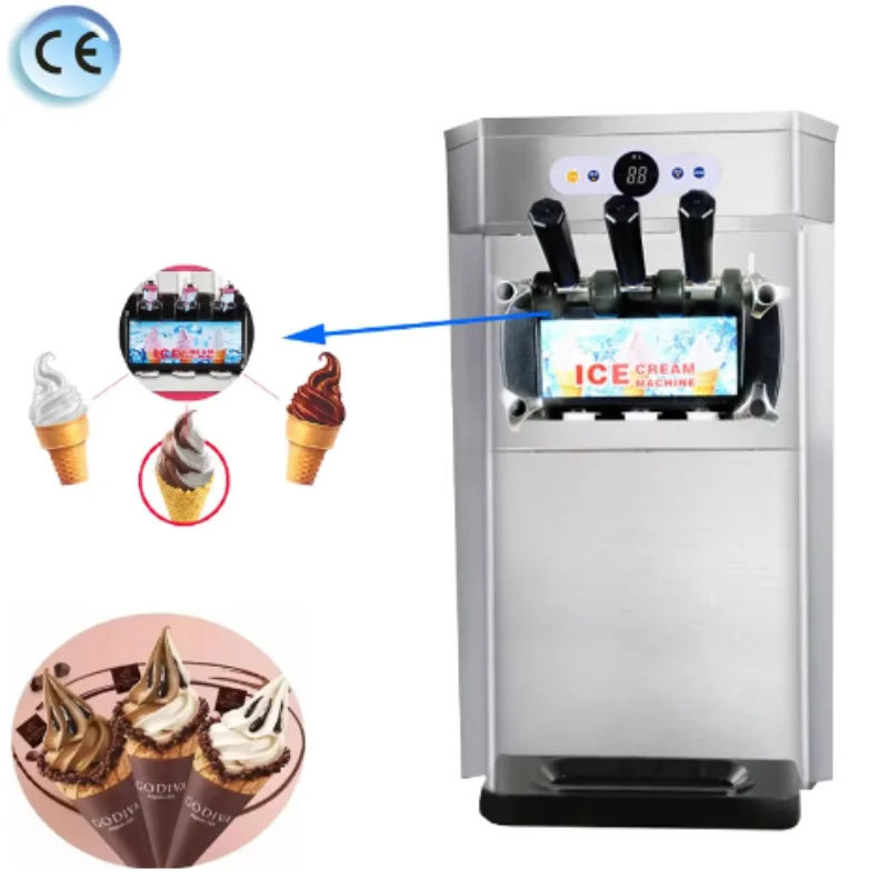 Ice Cream Maker Machine 18-22L/H Vertical 3 Colors Intelligent Ice Cream Machine