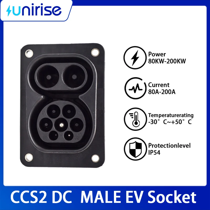 CCS2 COMBO 2 enchufe 80A 125A 150A 200A EV toma de carga lateral del coche eléctrico para conector de coche eléctrico Type2 CCS2