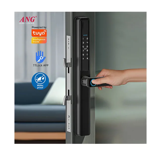 004 ANG Aluminum IP66  Waterproof Tuya Wifi Digital Lock Electronic Smart Door Lock for Sliding Glass Door