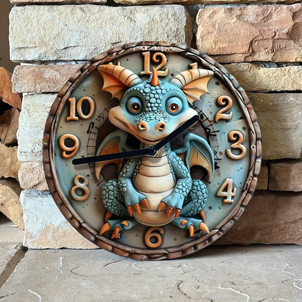 Wall Clock with 3D Effect Inferno Dragon Design, High-Definition Art Kit for Home Decor–Unique Autumn Theme Clock with Movement