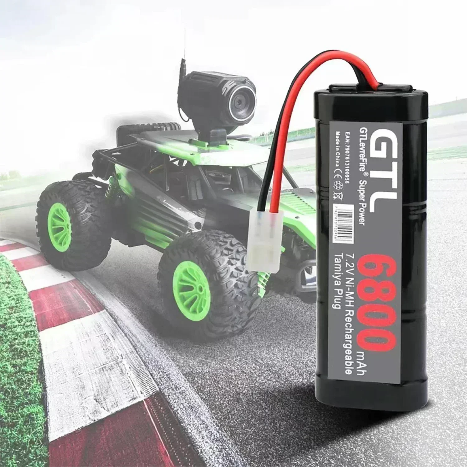 Batteria ricaricabile da 7,2 V Batteria Nimh RC da 6800 mAh con connettore di scarico Tamiya per giocattoli RC Auto da corsa Barca Aerei