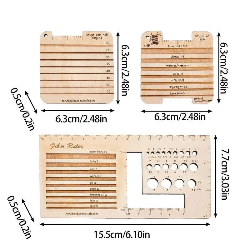 Wooden Knitting Needle Gauge Multifunctional Square Knitting Measuring Tool Knitting Needle Gauge Ruler Crochet Accessories