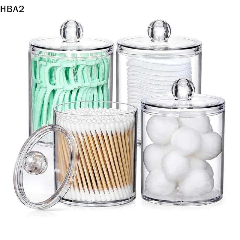 Round Acrylic Cotton Swab Box With Lid Dustproof Makeup Cotton Storage Toothpick Organizer Box