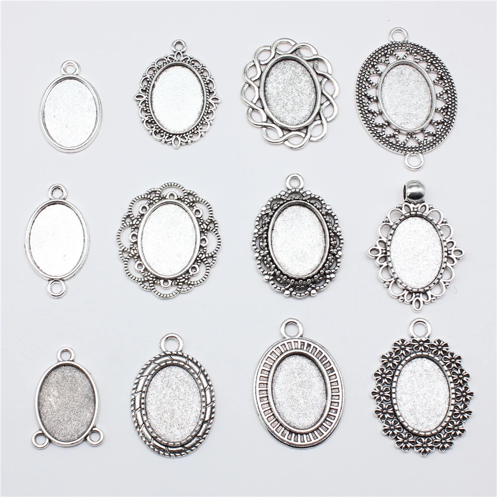 10pcs Fit 13x18mm Oval Glass Cabochon DIY Oval Cameo Cabochon Pendant Base Setting For DIY Jewelry Making