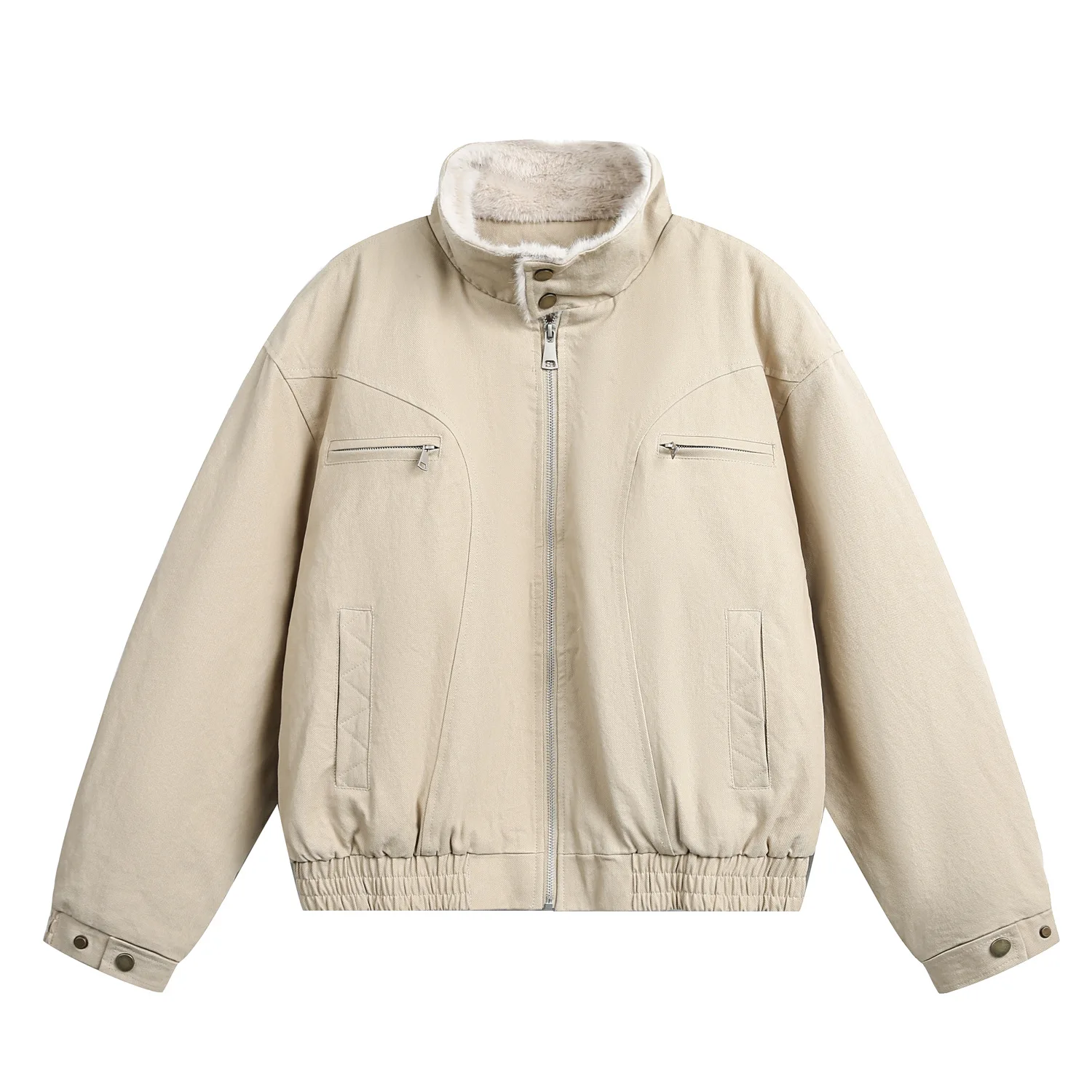 

Winter American Retro Deconstructed Patchwork Canvas Utility Jacket, Unisex Loose Fit Thickened Stand Collar Padded Coat